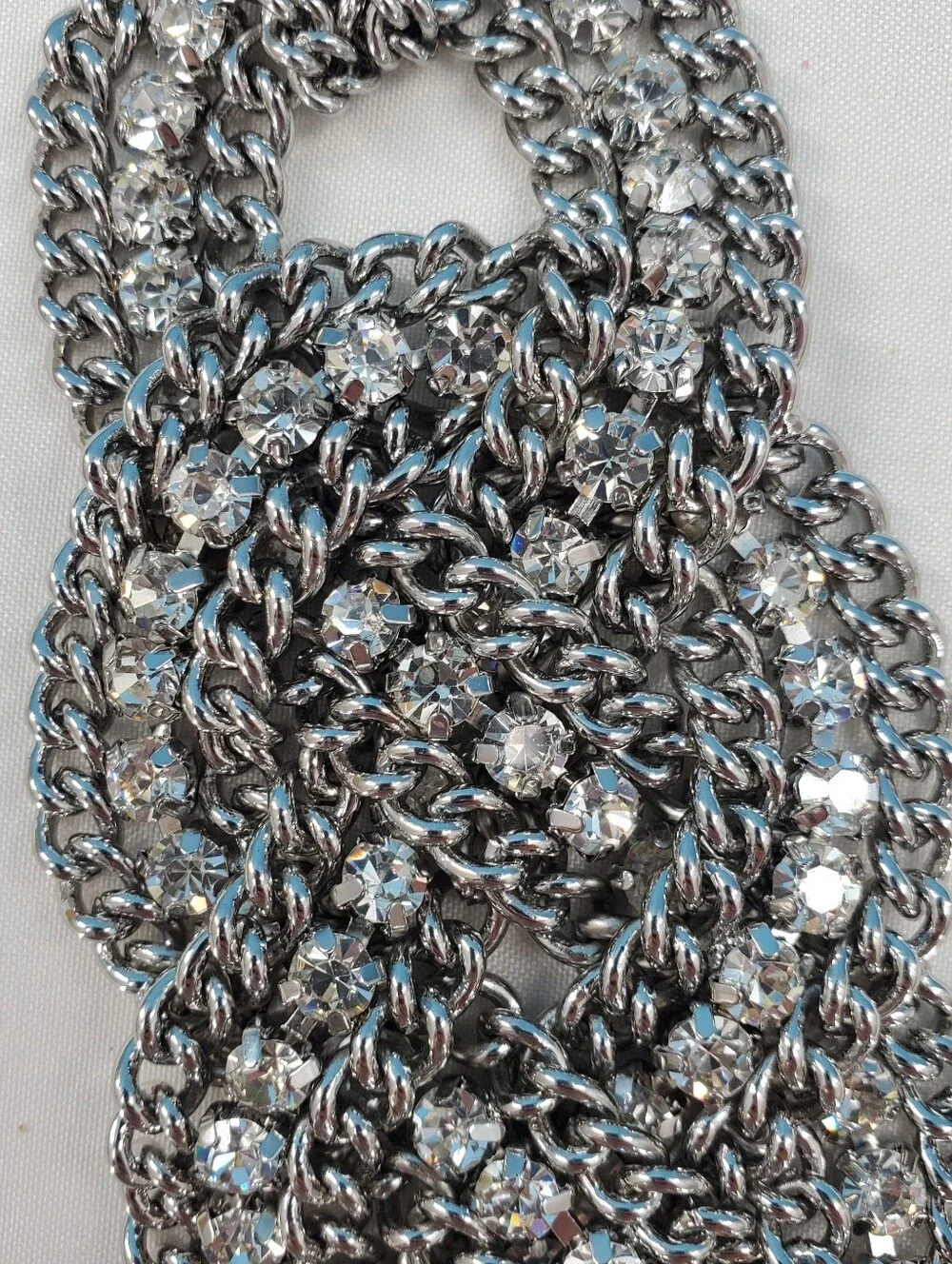 Vintage SPARKLY woven chain and rhinestone bracelet